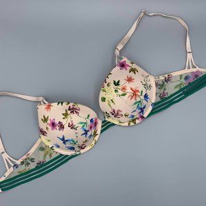 Pale Pink Colorful Push Up Bra with Mesh